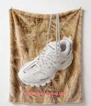 Balenciaga White Sneaker Wheat Field Print Flannel Throw Blanket BA356